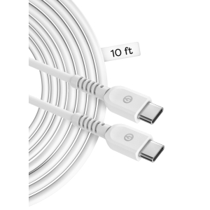 Galvanox 10ft USB C to C Cable, TPU/TPE White