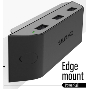 Fast Charge USB Multi Port Desktop Power Rail 36W Fast Charge 3 USB A Ports Black