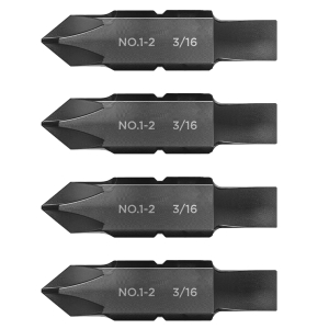 Galvanox #1-#2 Phillips & 3/16" Flat Replacement Double-Ended Flat Bits for Leatherman Multi-tools (4 Pack)