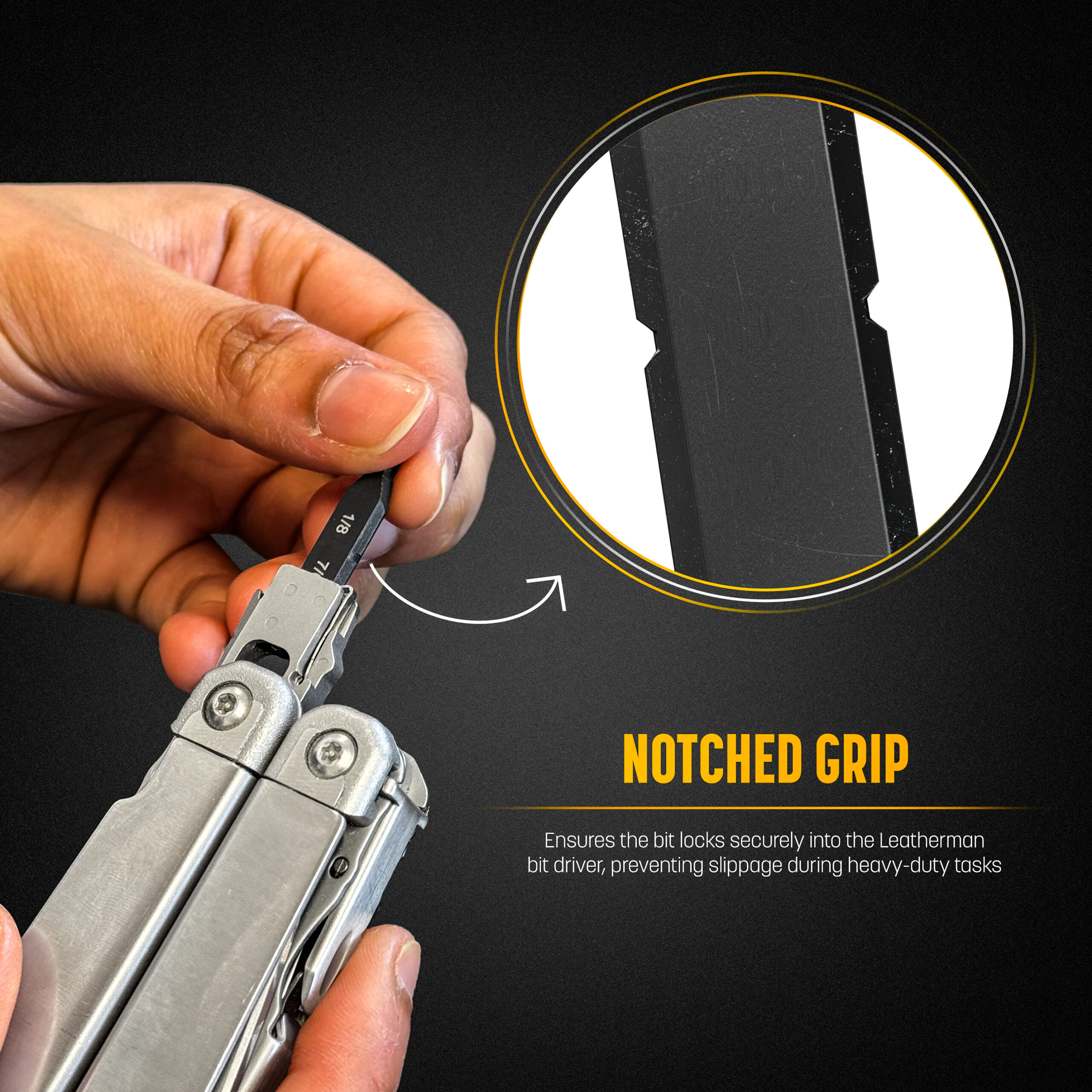 Galvanox Flat-end ratel driver ontworpen voor Leatherman modellen - Compatibel met Multi-Tool Flat Bit Kits en Standaard 1/4 Hex Bits (zwart