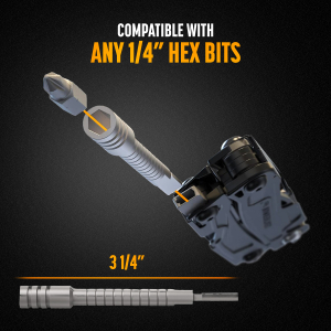 Galvanox Flat-end Bit Driver Extender and Hex Adapter Designed for Leatherman Multi-Tools, Hardened 1/4" Hex Adapter and Bit-kit Extension Screwdriver, Brushed Steel (2PC Add On Accessories Set)