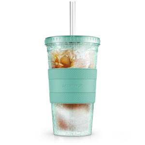 Galvanox Freezable Iced Coffee Cup with Lid and Straw - Green (16oz)