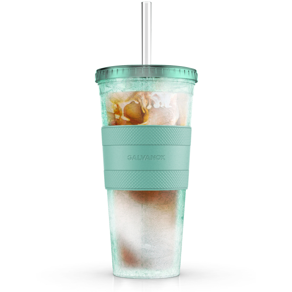 Galvanox-Freezable-Iced-Coffee-Cup-with-Lid-and-Straw-Green-20oz-FI20G2