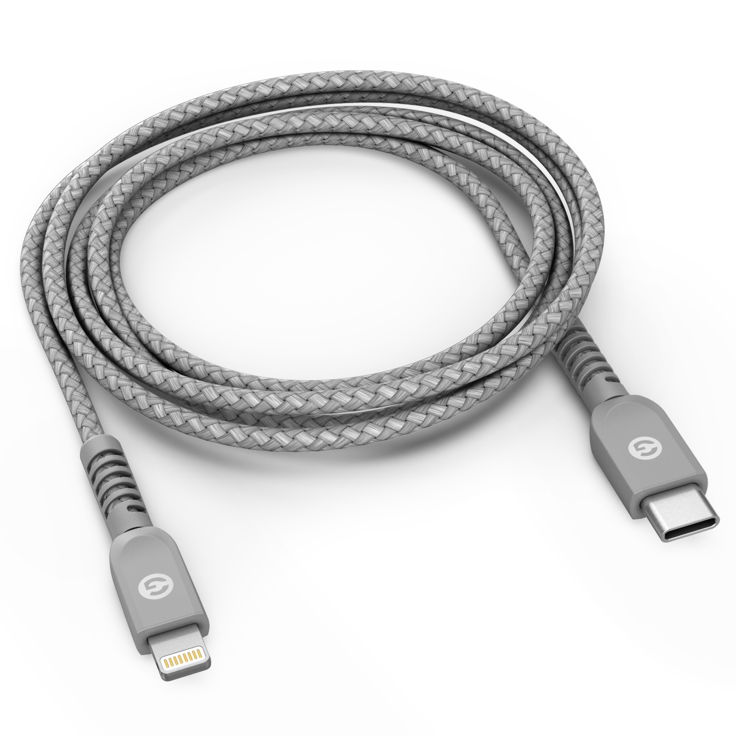 Lightning to USB C Braided Cable 5 ft Gray - Galvanox