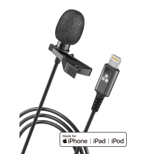 Galvanox Microphone for iPhone - Lightning Clip On Lapel Lavalier Mic for Calls/Professional Recording, 5FT Cable